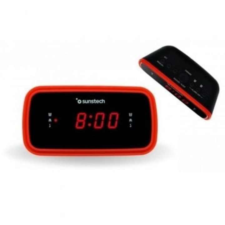 Despertador Sunstech FRD60RD Radio FM LED Vibración Alarma Dual Rojo
