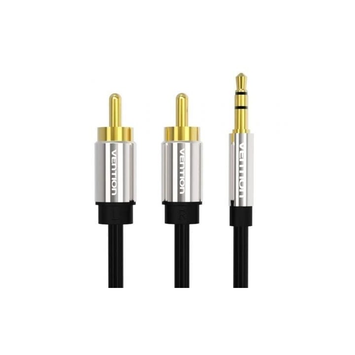 Cable estéreo Vention BCFBH 2m 3.5mm macho a 2x RCA macho chapado en oro negro