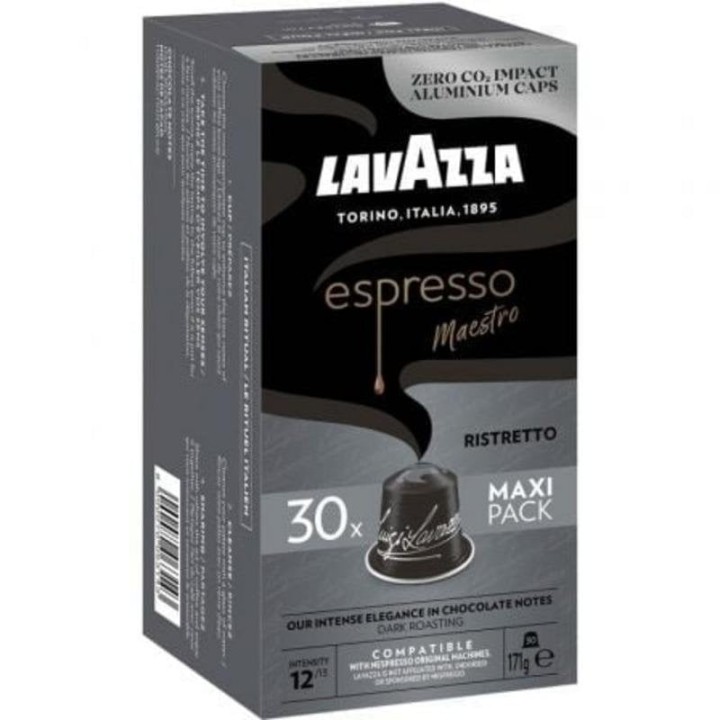 Cápsula Lavazza Espresso Maestro Ristretto Nespresso 30 unidades tueste oscuro