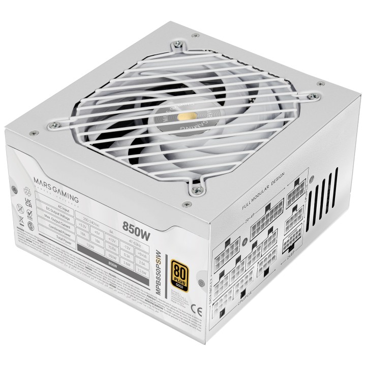 Fuente Mars Gaming ATX 850W 80+Gold Blanca (MPB850PSIW)