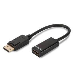 Digitus Cable Adaptador DisplayPort a HDMI tipo A con Bloqueo Macho/Hembra 15cm