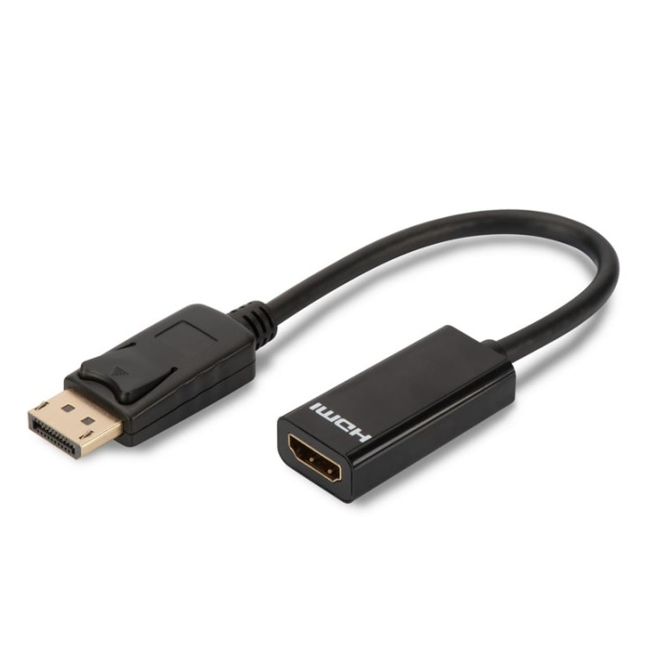 Digitus Cable Adaptador DisplayPort a HDMI tipo A con Bloqueo Macho/Hembra 15cm