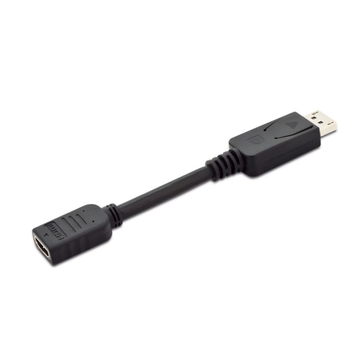 Digitus Cable Adaptador DisplayPort a HDMI tipo A con Bloqueo Macho/Hembra 15cm