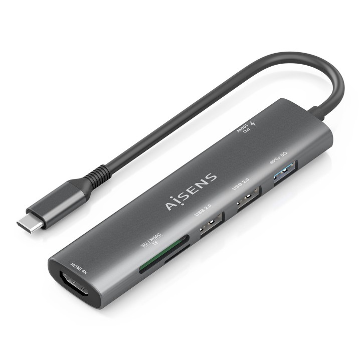 Docking AISENS 7en1 USB-C Gris (ASUC-7P027-GR)