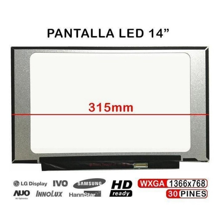 Pantalla LED 14" WXGA 315mm para Portátil B140XTN07.2 NT140WHM-N44 V8.0