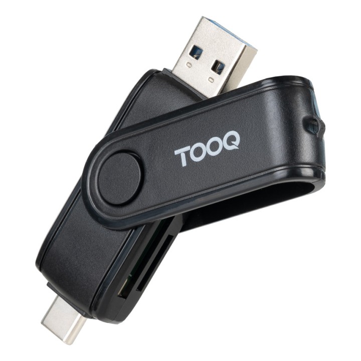 Lector de Tarjetas TooQ USB-A USB-C Negro (TQR-3003B)