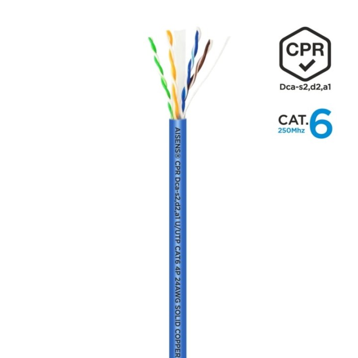 Aisens A135-0662 Bobina Cable de Red RJ45 Cat.6 UTP AWG24 LSZH CPR DCA 100m Azul
