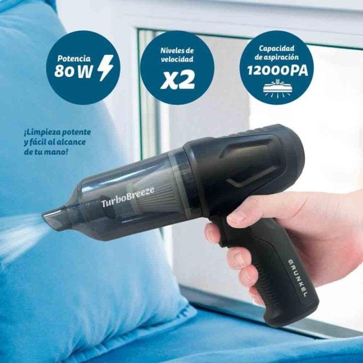 Grunkel Carforce2 Aspiradora de Coche Succión12KPA Filtro HEPA Incluye accesorios Negro