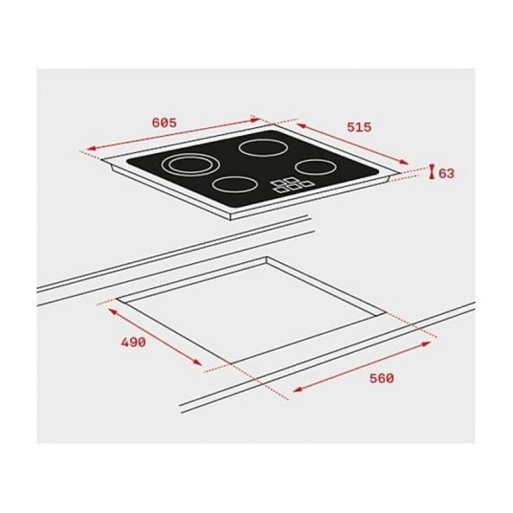 Teka TZ 6315 Placa Vitrocerámica 3 Zonas Biselada Negra