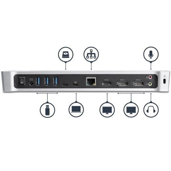 Startech Dock USB-C para Tres Monitores 4K con 5 Puertos USB 3.0