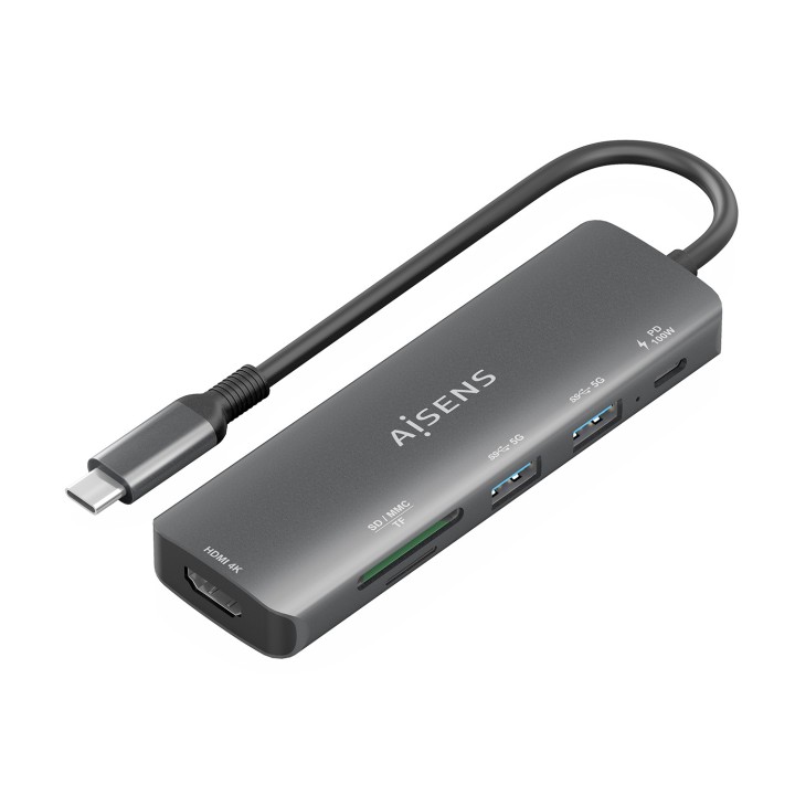 Docking AISENS 6en1 USB-C Gris (ASUC-6P023-GR)