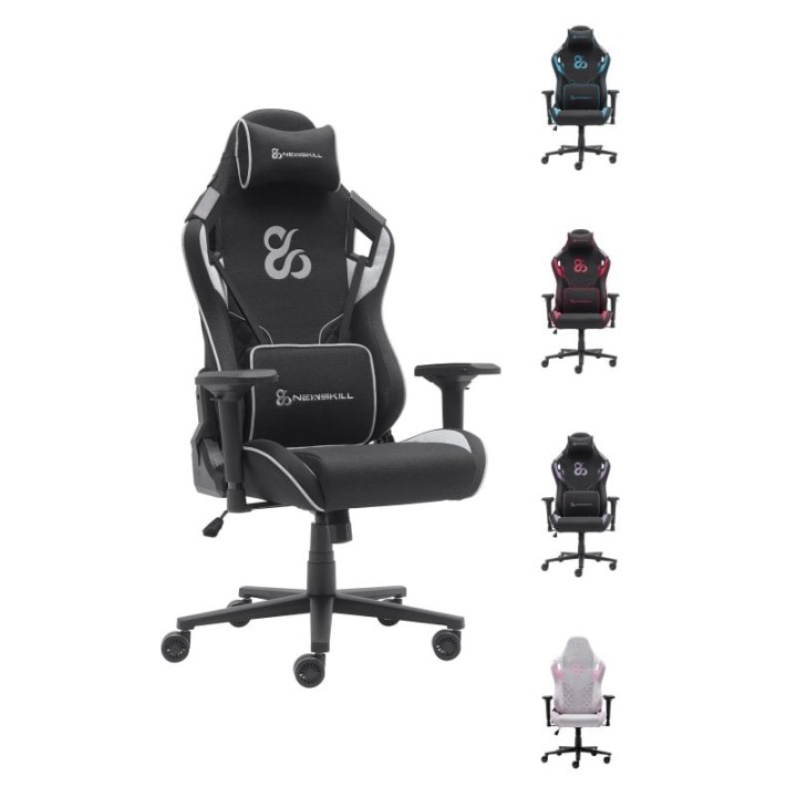 Newskill Takamikura V2 Silla Gaming Tela Transpirable Reclinable 180°con Reposabrazos 4D Gris