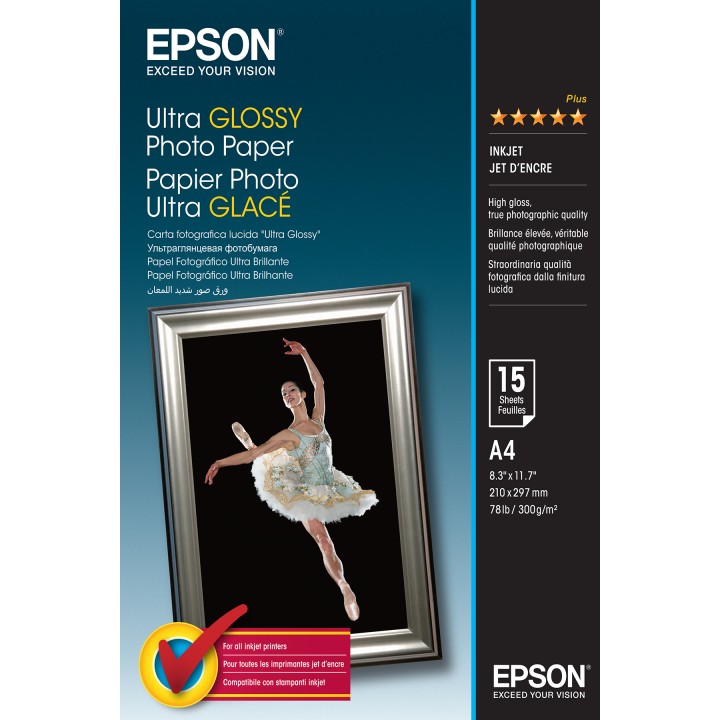 Papel Epson Ultra Glossy A4 15 Hojas (C13S041927)