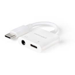 Nanocable USB-C a Jack+USB-C/H 60W Blanco (10.24.1206)