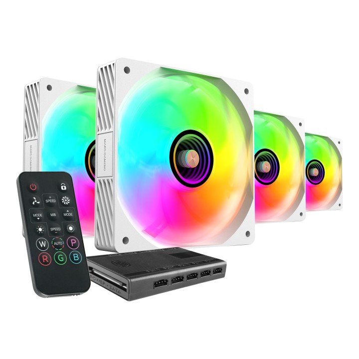 Kit Mars Gaming 4 Ventiladores ARGB+Hub ARGB(MFSI4KITW)