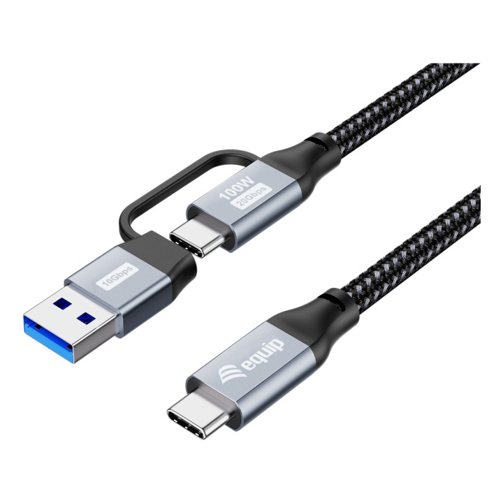 Cable EQUIP USB-C a USB-C 100W + Adap USB-A 1m (128431)