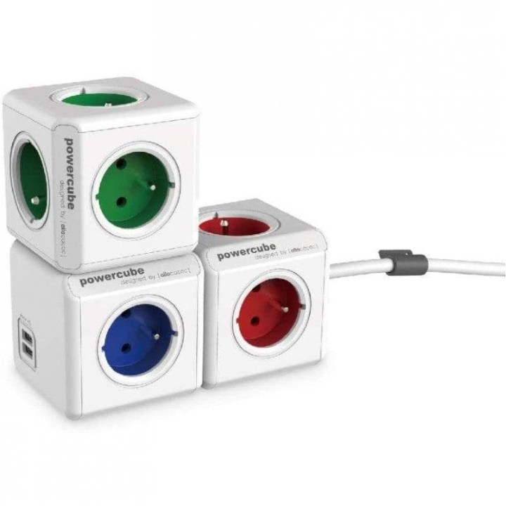 PowerCube Extended USB 4 Tomas + 2 USB 1.5m Verde