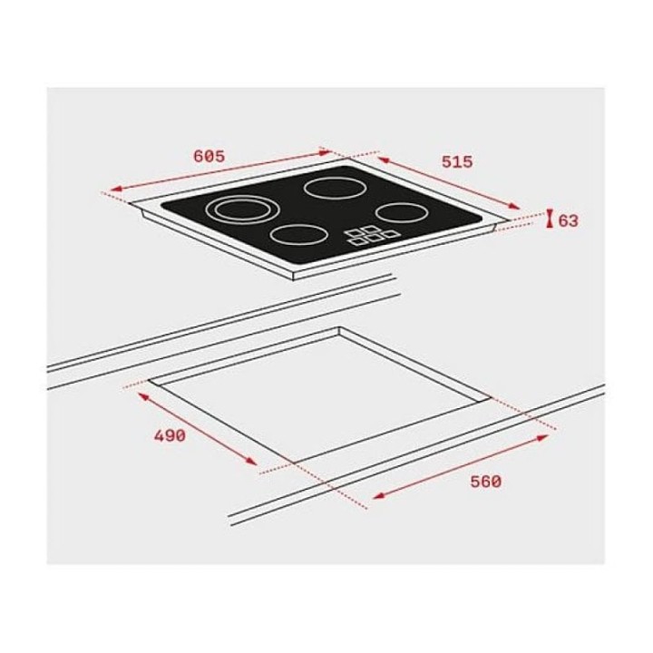 Teka TZ 6315 Placa Vitrocerámica 3 Zonas Biselada Negra