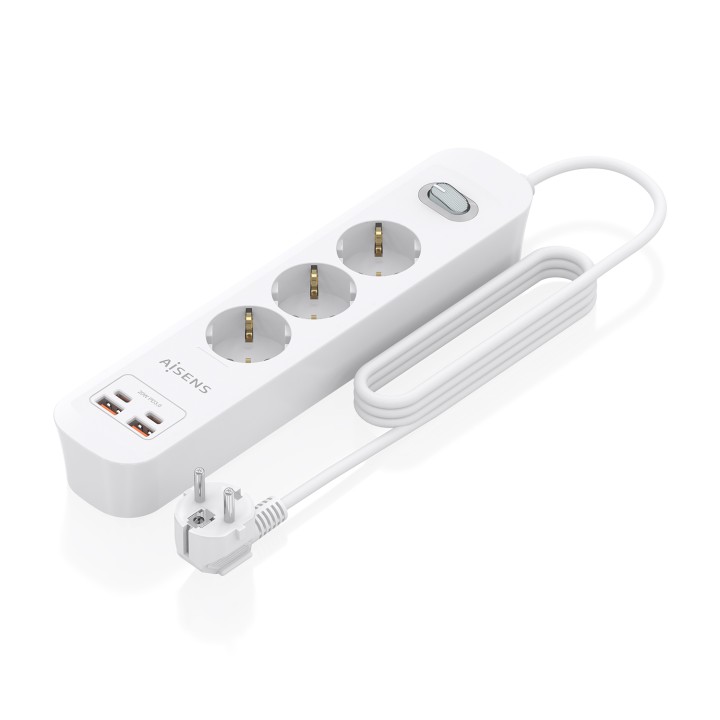 Regleta AISENS 3 Tomas 2xUSB-C 2xUSB-A (ASPS-2A2C10-W)