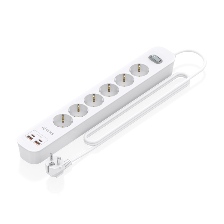 Regleta AISENS 6 Tomas 2xUSB-C 2xUSB-A (ASPS-2A2C16-W)