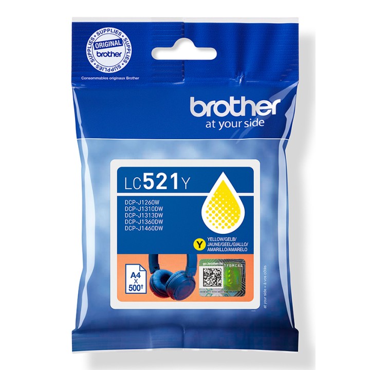 Tinta BROTHER Amarillo 500 páginas (LC521Y)