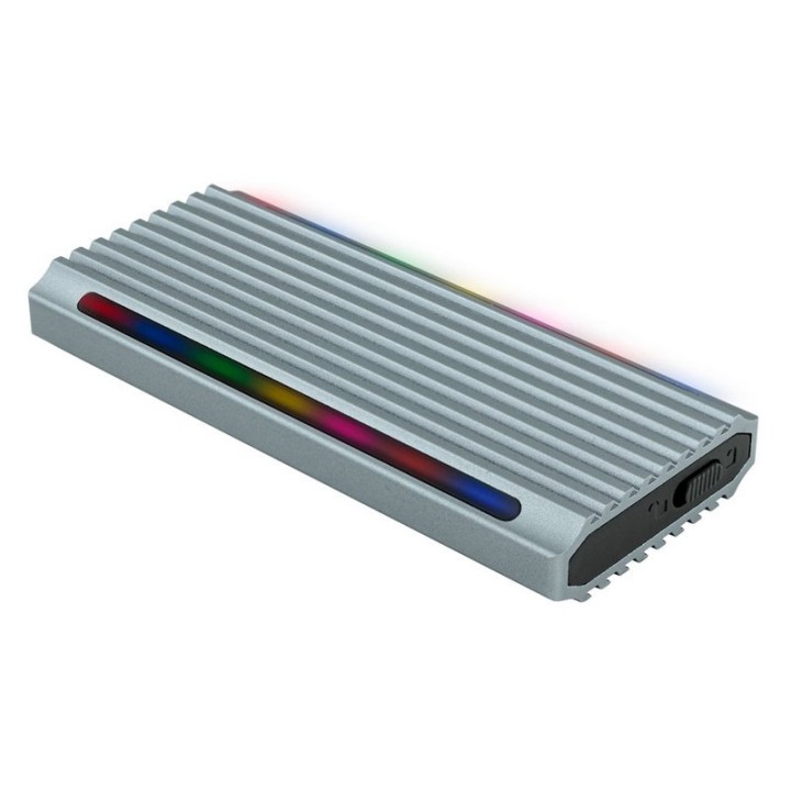 TooQ Shinobi Caja Externa para SSD M.2 NGFF/NVMe USB-A 3.1 Gen2 RGB Gris