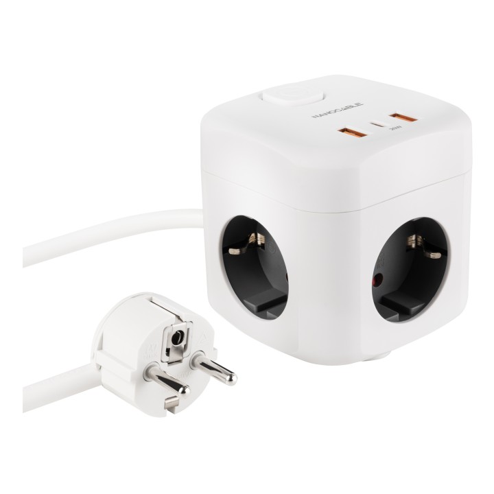 Regleta Nanocable 3xSchuko USB-A/C (10.37.0011)