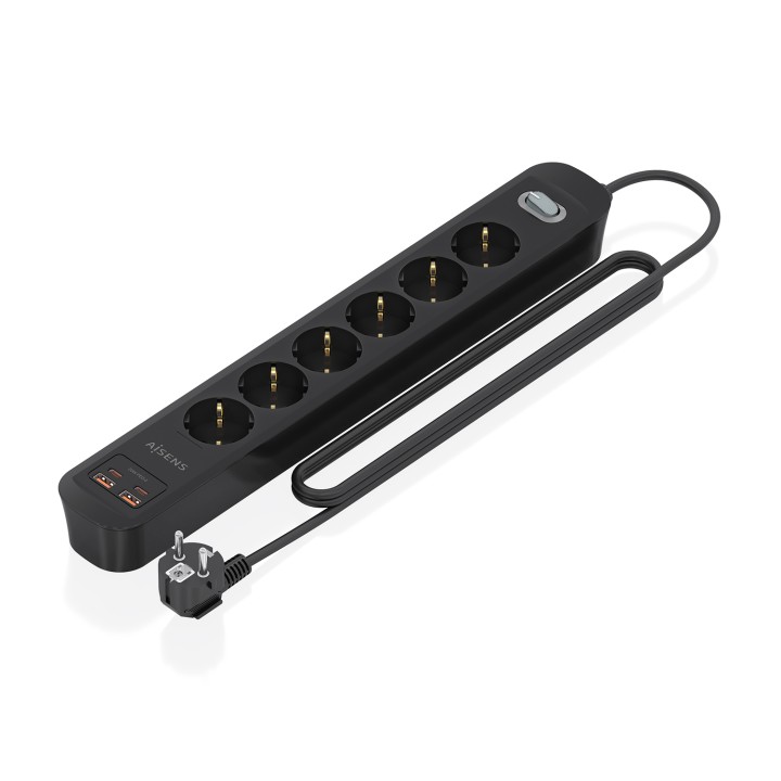 Regleta AISENS 6 Tomas 2xUSB-C 2xUSB-A (ASPS-2A2C17-BK)
