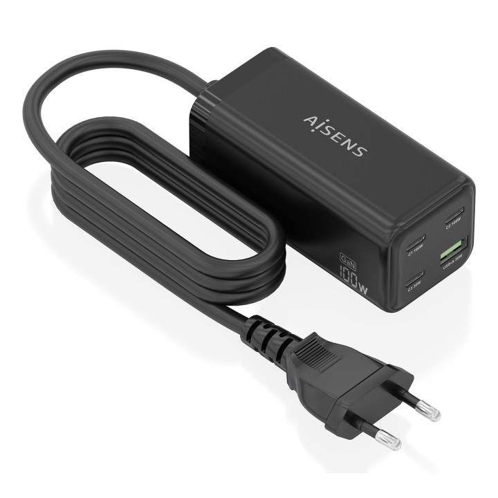 Cargador AISENS 100W 1xUSB-A 3USB-C (ASCH-100W4P054-BK)