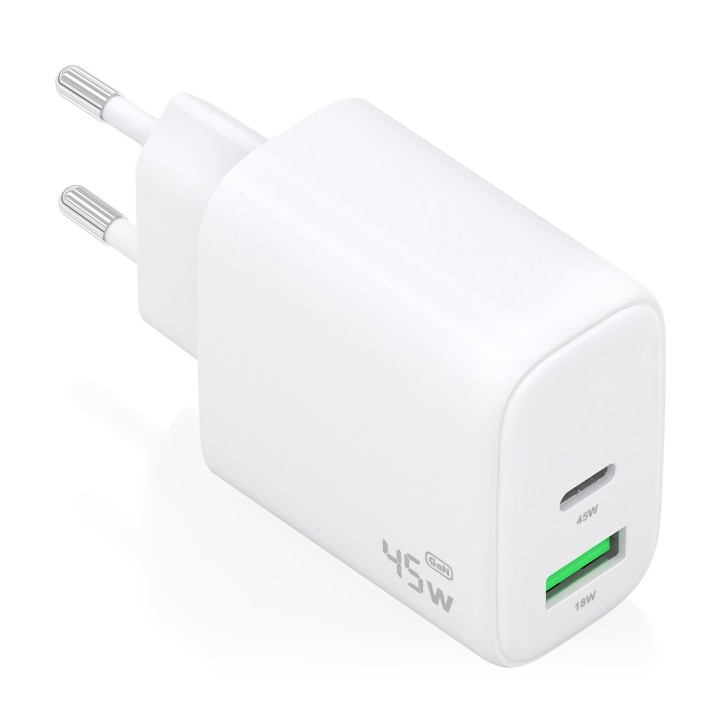 Cargador Pared AISENS 45W USB-A USB-C Blanco(A110-0971)