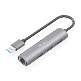 Hub AISENS USB-A a 3xUSB-A/1xRJ45 Gris (ASUC-4P034-GR)