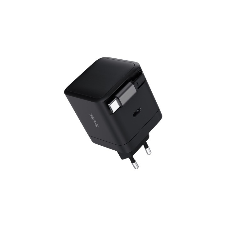 Cargador Trust Maxo Retráctil 65W USB-C Negro (25805)