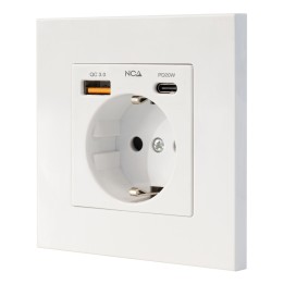 Enchufe Pared Nanocable Schuko/USB-A/USB-C (10.35.0011)