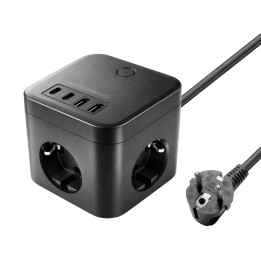 Cargador Mars Gaming 3xSchuko 2USB-A 2USB-C (MDCUBE35)