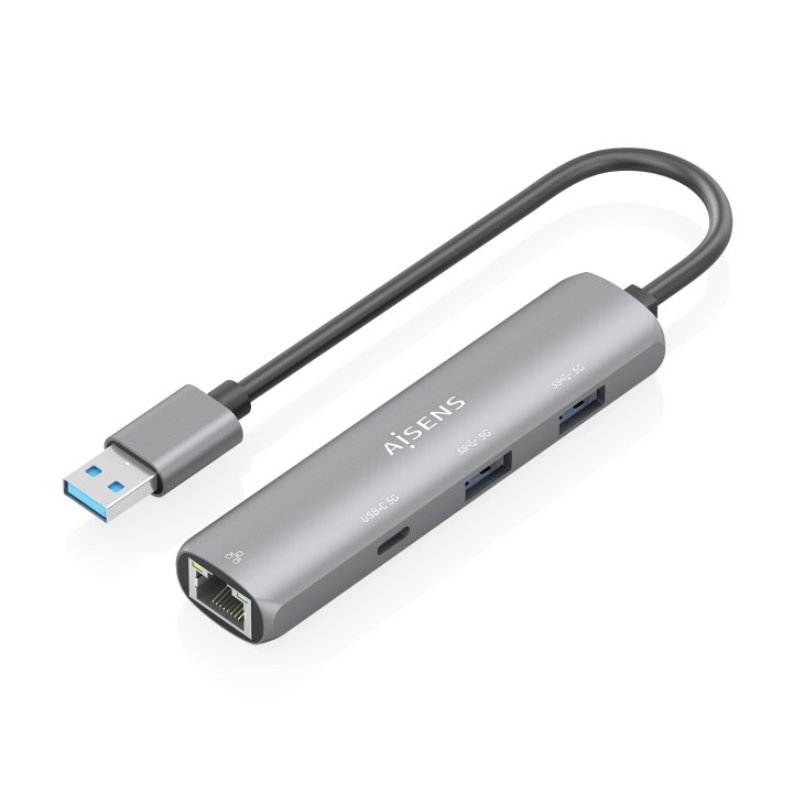 Hub AISENS USB-A a 2USB-A/1USB-C/1RJ45 (ASUC-4P035-GR)