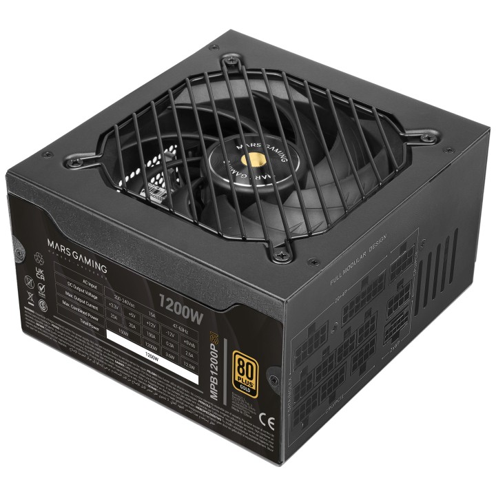 Fuente Mars Gaming ATX 1200W 80+Gold Negro (MPB1200PSI)