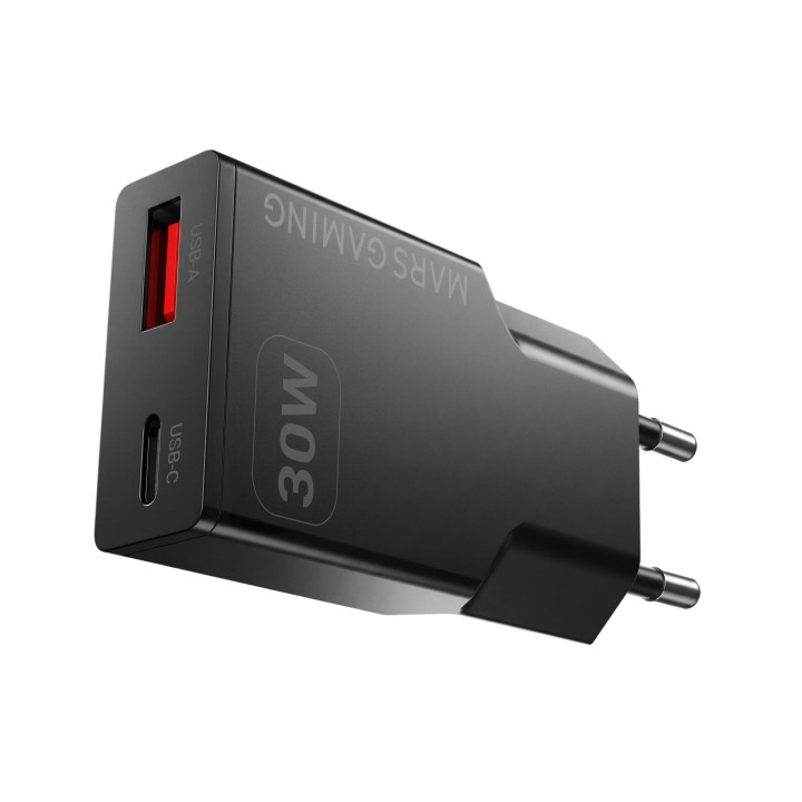 Cargador Pared Mars Gaming 30W USB-A/C Negro (MDGAN30)