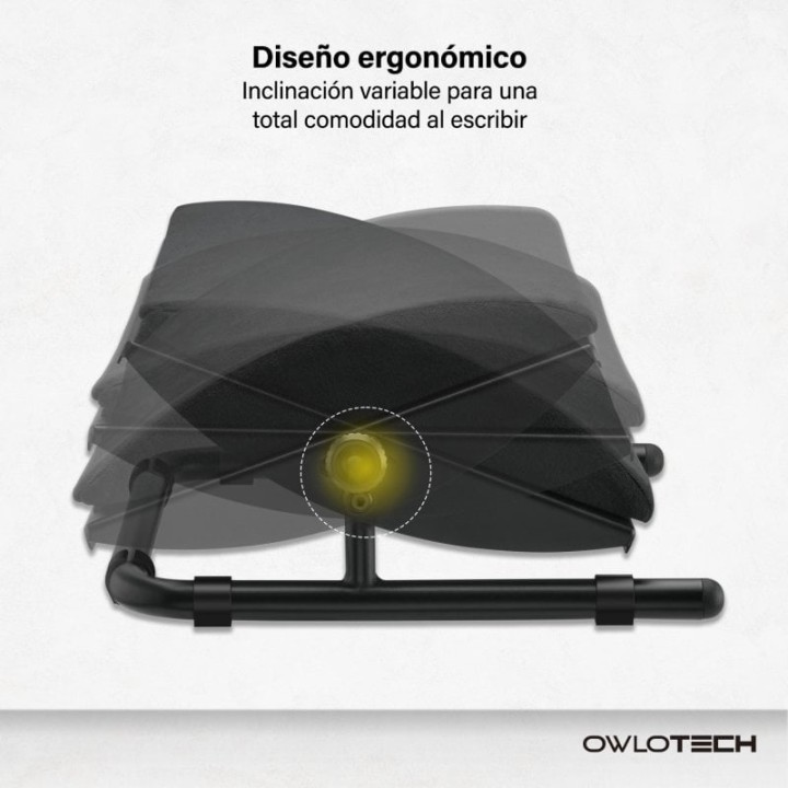 Owlotech Reposapiés de Ante y Tecnología SoftFoam Ajustable Inclinable Ergonómico Confort 44x33cm Negro