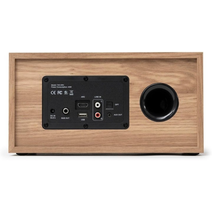 VULKKANO T40 ARC Altavoz activo de 4" Doble tweeter HDMI ARC Bluetooth 5.0 RCA USB AUX Marrón