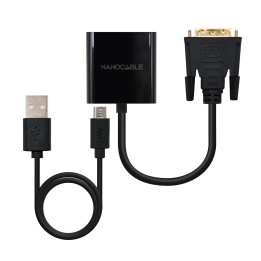 Nanocable DVI/M a VGA/H 10cm Negro (10.16.2008-BK)