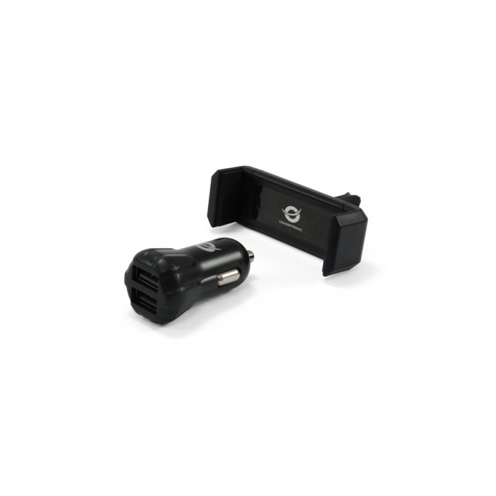 Cargador CONCEPTRONIC Coche 2xUSB Negro (CUSBCAR2AKIT)