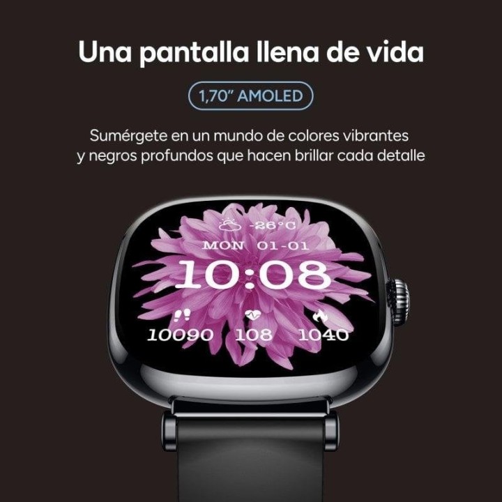 Ksix Smartwatch Iria AMOLED 1.7 2 Correas Metal y Silicona Modo Deporte y Salud Negro