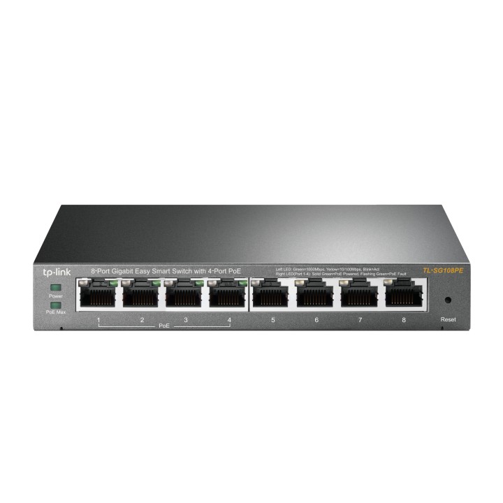 Switch TP-Link 8xRJ45 GbE PoE 55W Negro (TL-SG108PE)