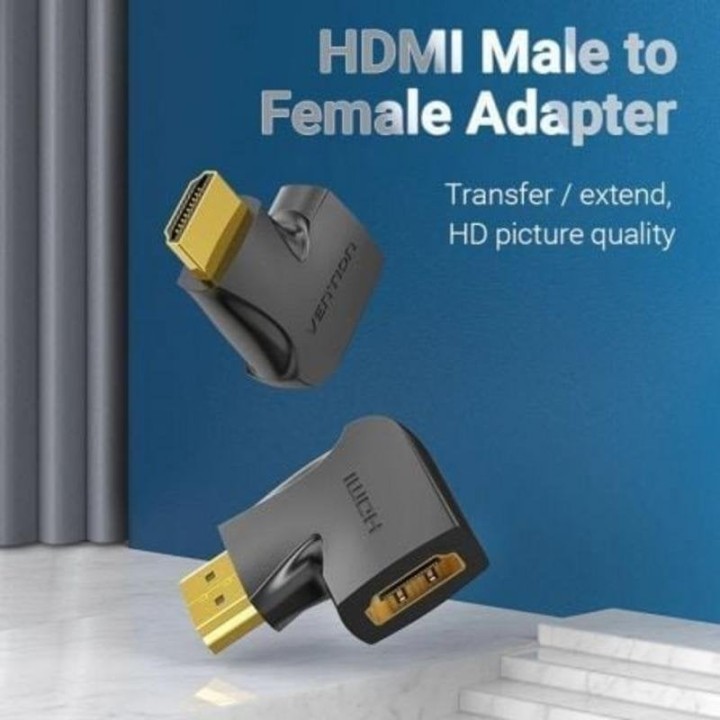 Adaptador HDMI Vention 4K 270º Macho-Hembra Chapado en Oro Negro