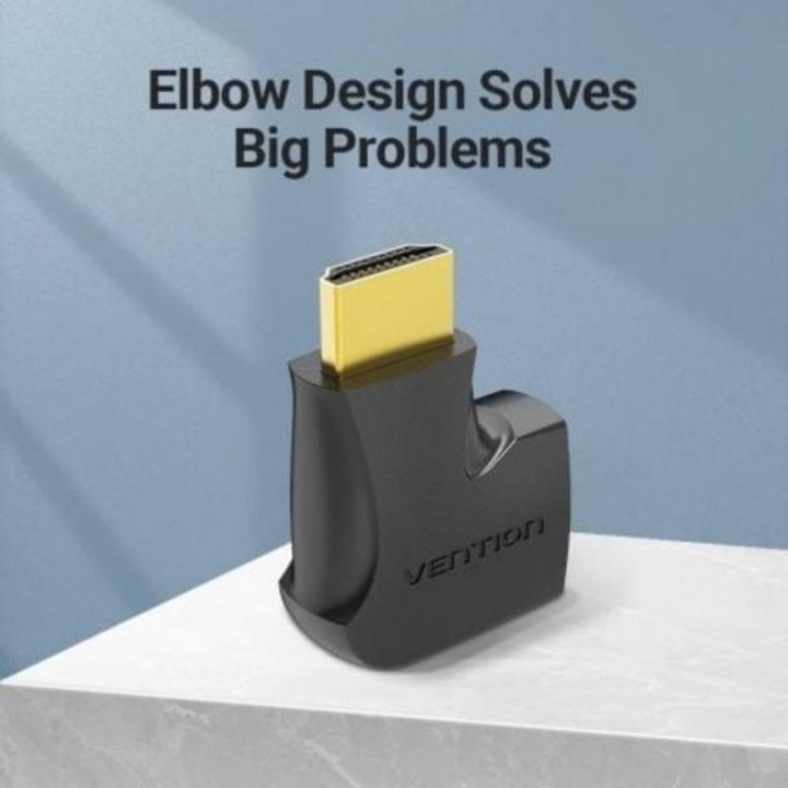 Adaptador HDMI Vention 4K 270º Macho-Hembra Chapado en Oro Negro