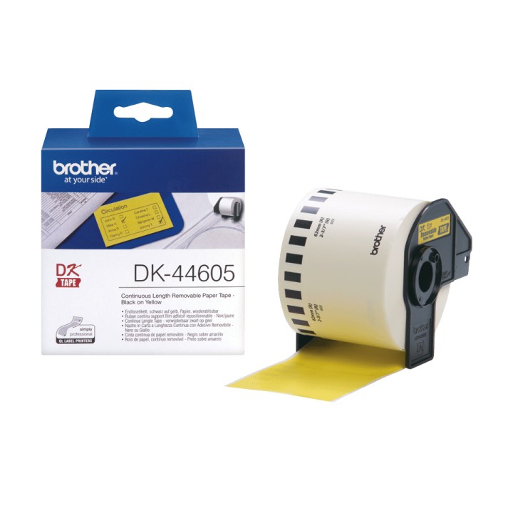 Cinta de Papel BROTHER 62mm 30.48m Amarilla (DK44605)