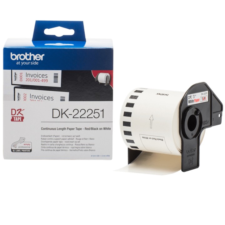 Cinta BROTHER 62mm 15.24m Negro/Rojo/Blanco (DK22251)