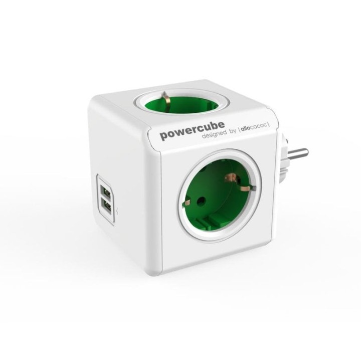 PowerCube Original USB 4 Tomas + 2 USB Verde