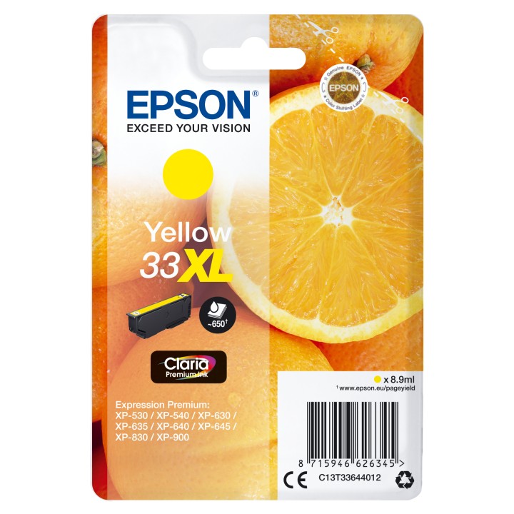 Tinta Epson 33XL T336 Amarillo 8.9ml (C13T33644012)