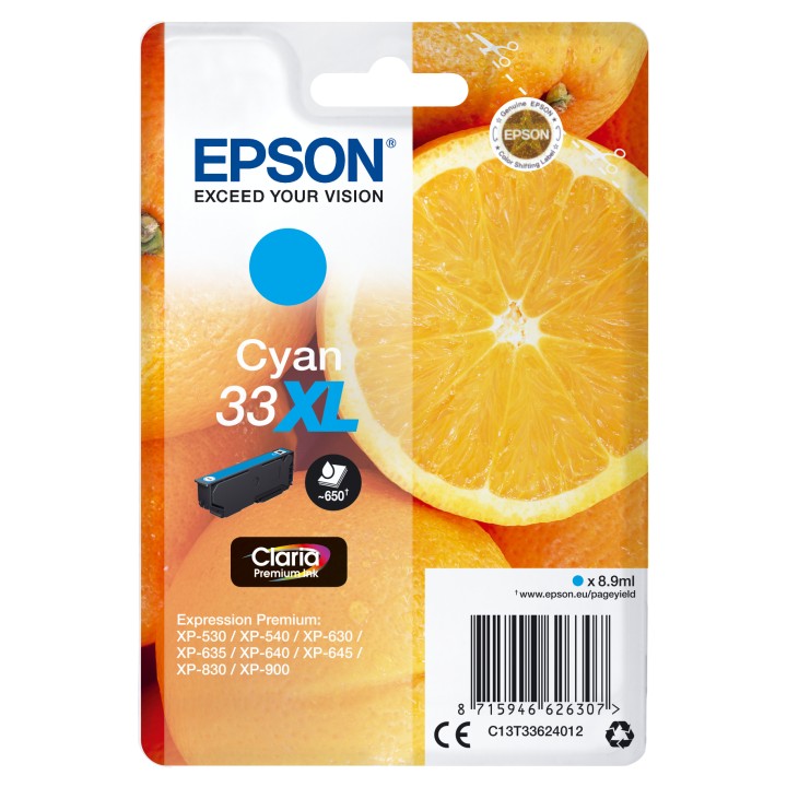 Tinta Epson 33XL T3362 Cian 8.9ml (C13T33624012)
